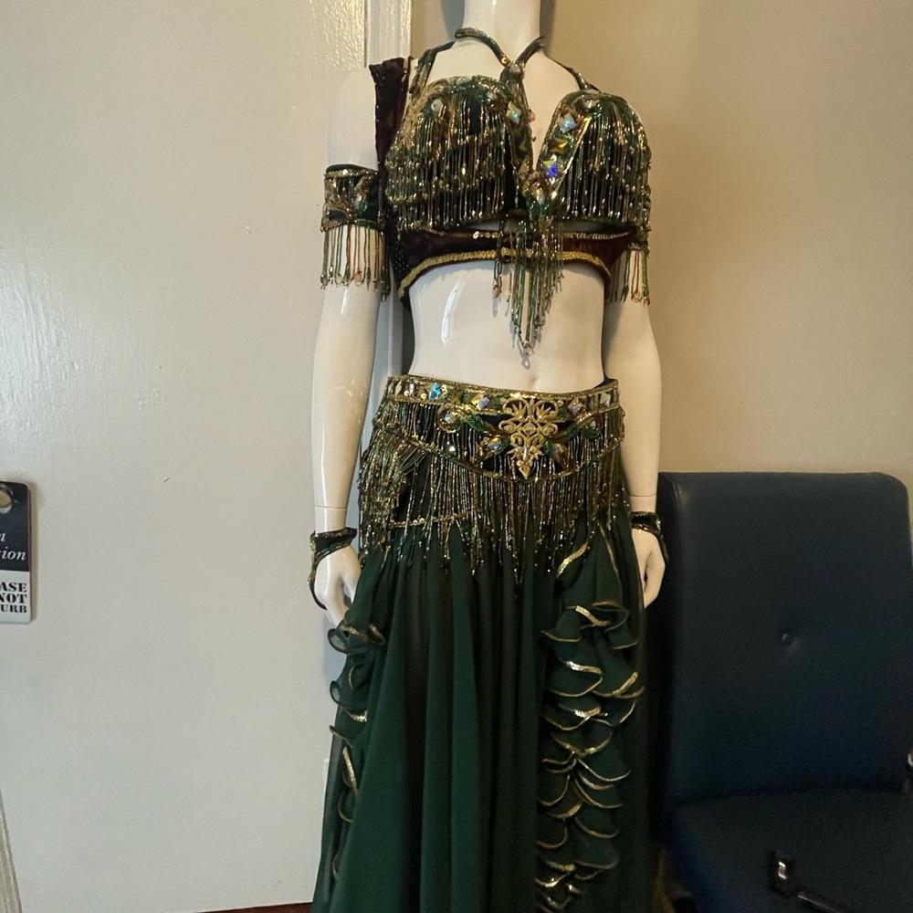 Elegant Green, gold, brown costume by Bella